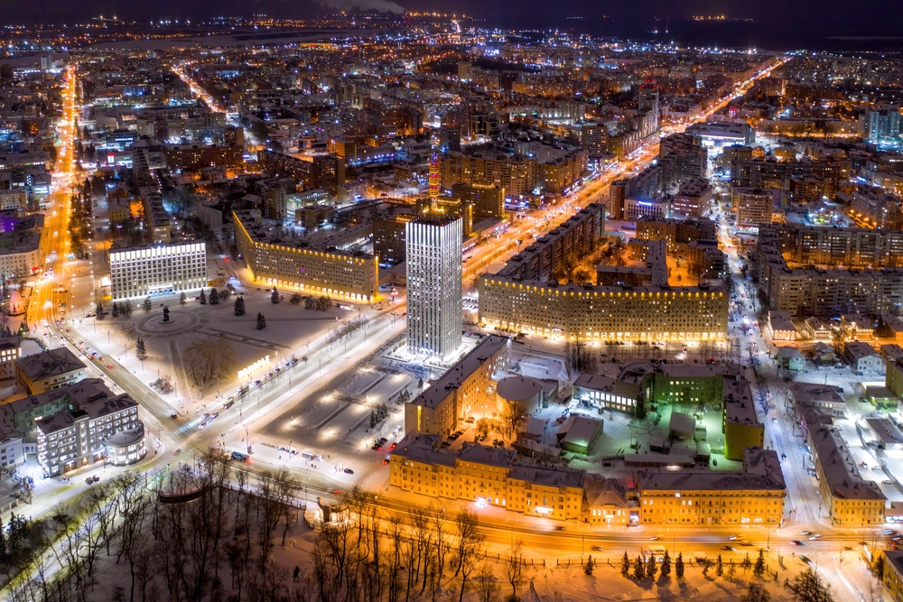 Панорама Архангельска вечером