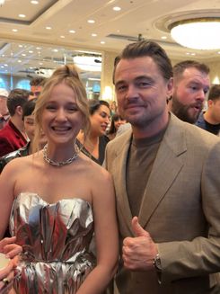 Настя Федько и Леонардо ДиКаприо на премии «Золотой глобус»